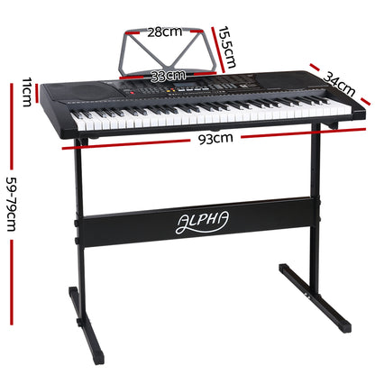 Alpha 61 Key Lighted Electronic Piano Keyboard LCD Electric w/ Holder Music Stand-Audio &amp; Video &gt; Musical Instrument &amp; Accessories-PEROZ Accessories