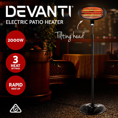 Devanti 2000w Electric Portable Patio Strip Heater-Appliances &gt; Heaters-PEROZ Accessories