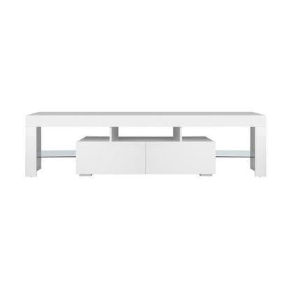 Oikiture TV Cabinet Entertainment Unit Stand LED RGB Gloss Furniture White 180CM-Entertainment Unit-PEROZ Accessories