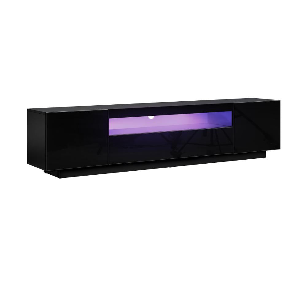 Oikiture TV Cabinet Entertainment Unit Stand Gloss RGB LED Furniture Black 180CM-Entertainment Unit-PEROZ Accessories