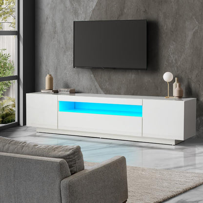 Oikiture TV Cabinet Entertainment Unit Stand Gloss RGB LED Furniture White 180CM-Entertainment Unit-PEROZ Accessories