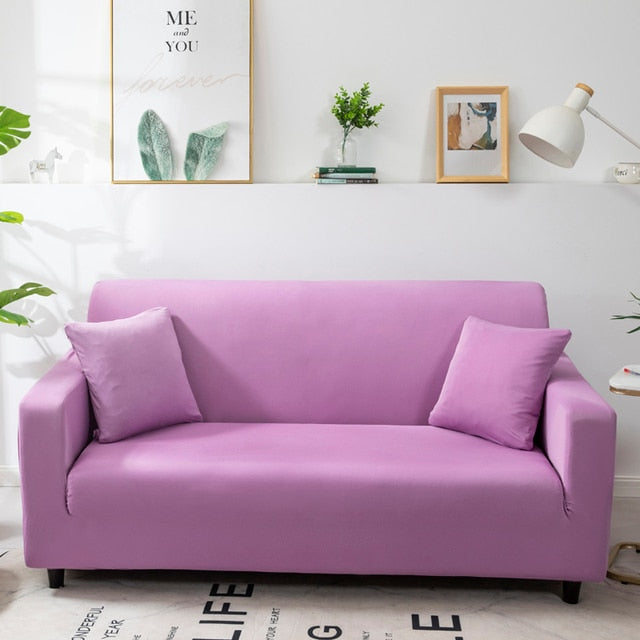 Anyhouz 1 Seater Sofa Cover Plain Light Purple Style and Protection For Living Room Sofa Chair Elastic Stretchable Slipcover-Slipcovers-PEROZ Accessories