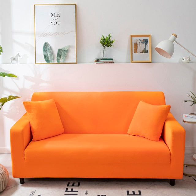 Anyhouz 1 Seater Sofa Cover Plain Orange Style and Protection For Living Room Sofa Chair Elastic Stretchable Slipcover-Slipcovers-PEROZ Accessories