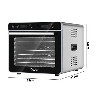 Vevare Food Dehydrators Stainless Steel Jerky Dehydrator Fruit Dryer 8 Trays-Food Dehydrator-PEROZ Accessories