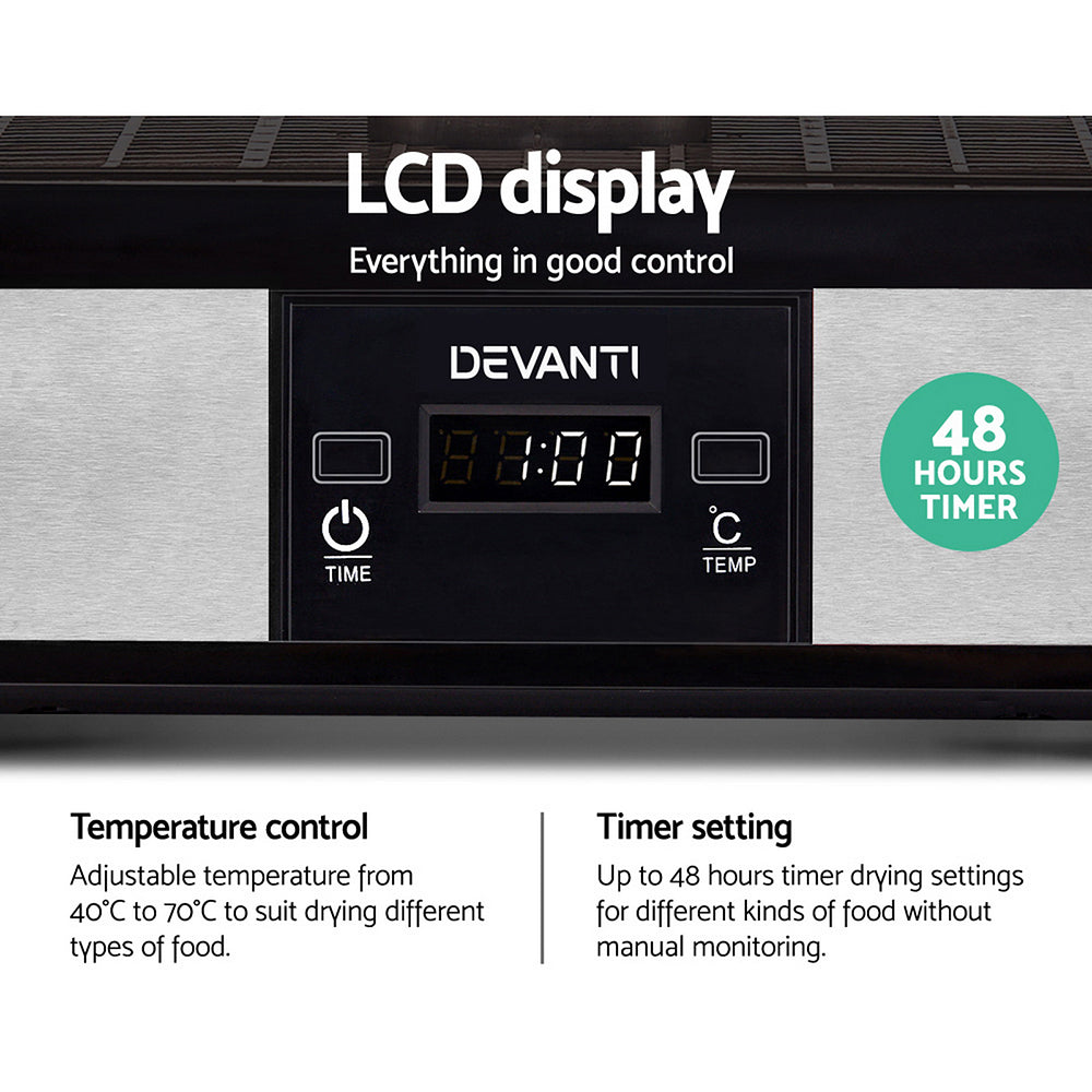 Devanti Food Dehydrator with 5 Trays - Silver-Appliances &gt; Kitchen Appliances-PEROZ Accessories