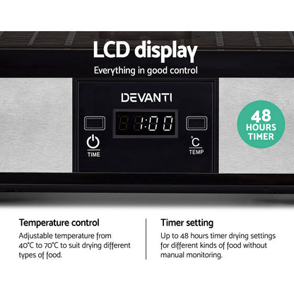 Devanti Food Dehydrator with 5 Trays - Silver-Appliances &gt; Kitchen Appliances-PEROZ Accessories