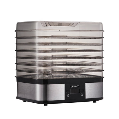 Devanti Food Dehydrator with 7 Trays - Silver-Appliances &gt; Kitchen Appliances-PEROZ Accessories