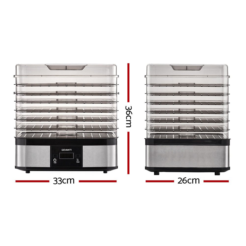 Devanti Food Dehydrator with 7 Trays - Silver-Appliances &gt; Kitchen Appliances-PEROZ Accessories