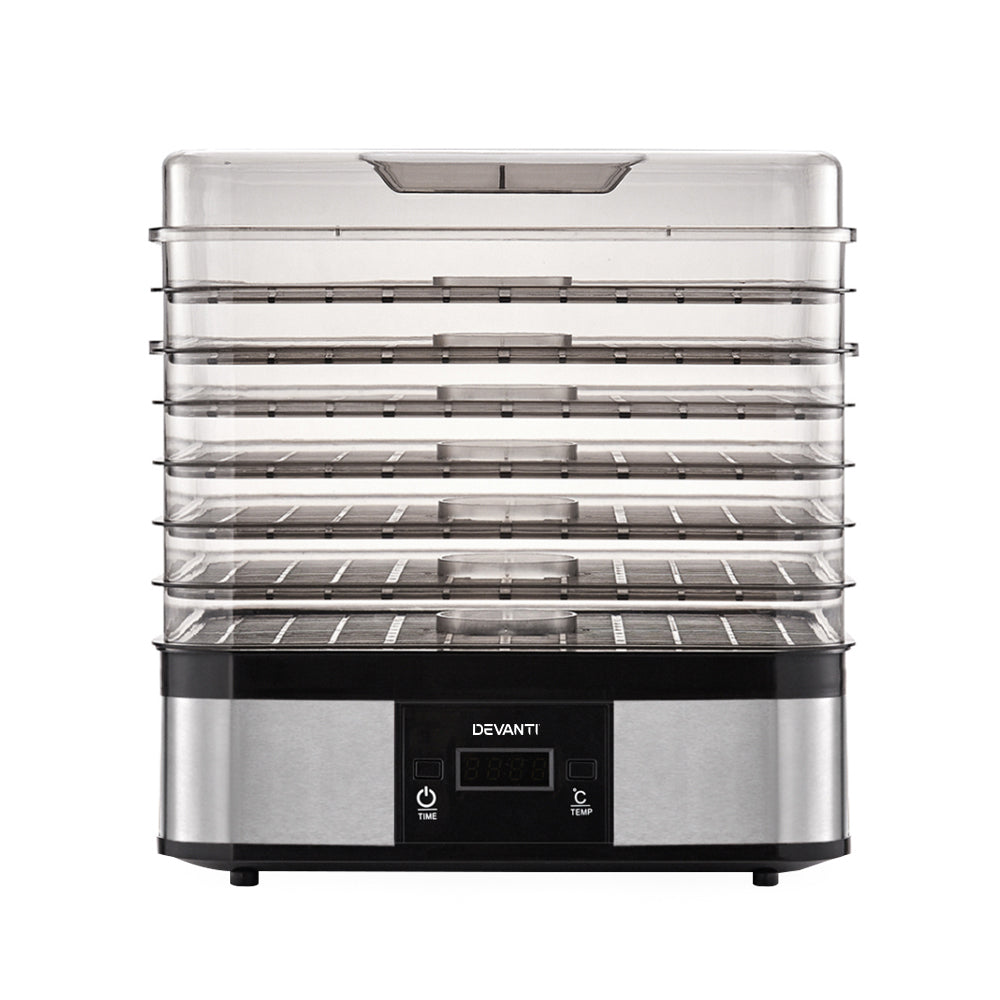 Devanti Food Dehydrator with 7 Trays - Silver-Appliances &gt; Kitchen Appliances-PEROZ Accessories