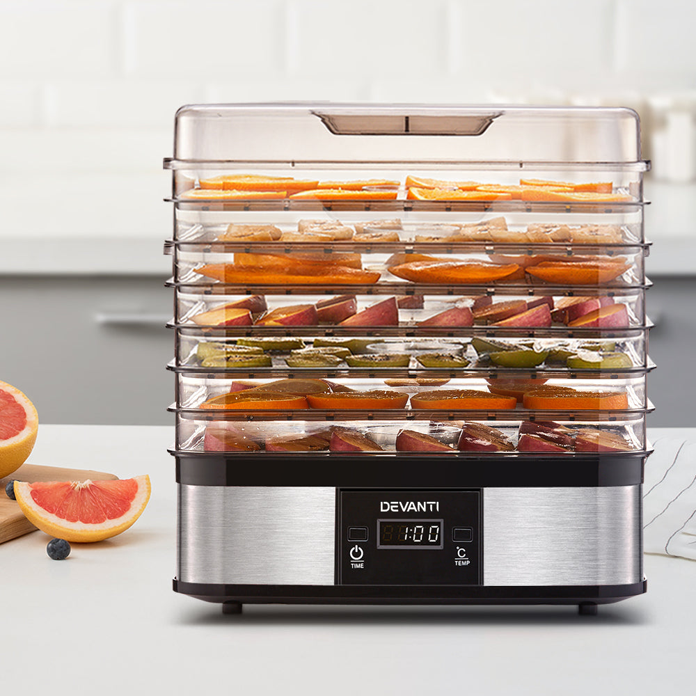 Devanti Food Dehydrator with 7 Trays - Silver-Appliances &gt; Kitchen Appliances-PEROZ Accessories