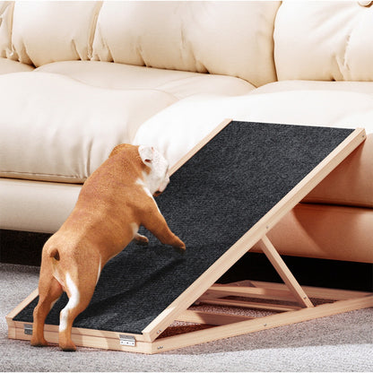 i.Pet Dog Ramp 100cm Adjustable Height Wooden Steps Stairs For Bed Sofa Car Foldable-Pet Care &gt; Dog Supplies-PEROZ Accessories