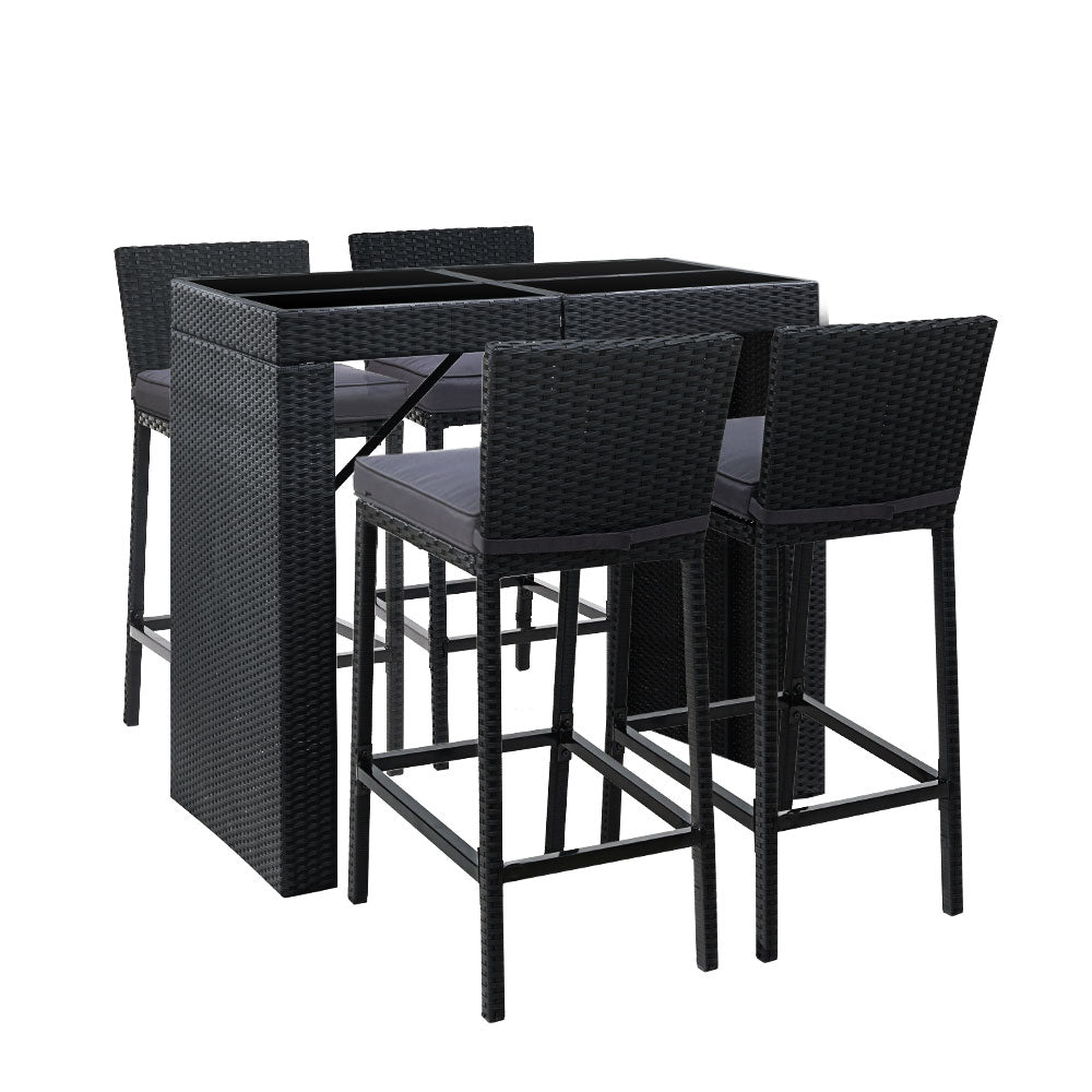 Gardeon Outdoor Bar Set Table Chairs Stools Rattan Patio Furniture 4 Seaters-Furniture &gt; Outdoor-PEROZ Accessories