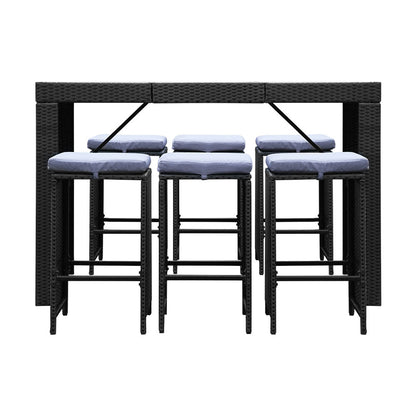 Gardeon 7 Piece Outdoor Dining Table Set - Black-Furniture &gt; Outdoor-PEROZ Accessories