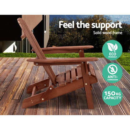 Gardeon 3PC Outdoor Setting Beach Chairs Table Wooden Adirondack Lounge Garden-Furniture &gt; Outdoor-PEROZ Accessories