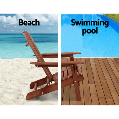 Gardeon 3PC Outdoor Setting Beach Chairs Table Wooden Adirondack Lounge Garden-Furniture &gt; Outdoor-PEROZ Accessories