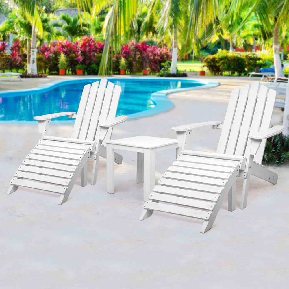 Gardeon Outdoor Sun Lounge Beach Chairs Table Setting Wooden Adirondack Patio Chair-Furniture &gt; Outdoor-PEROZ Accessories