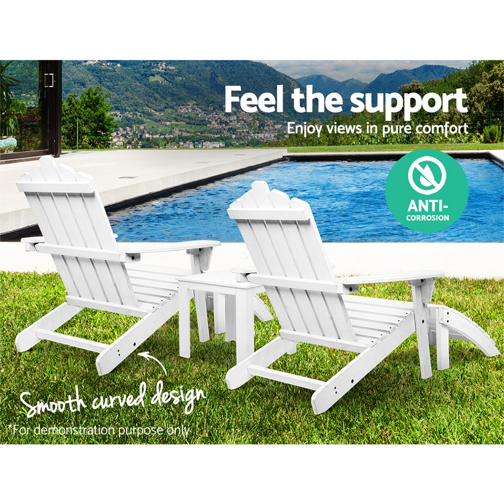 Gardeon Outdoor Sun Lounge Beach Chairs Table Setting Wooden Adirondack Patio Chair-Furniture &gt; Outdoor-PEROZ Accessories