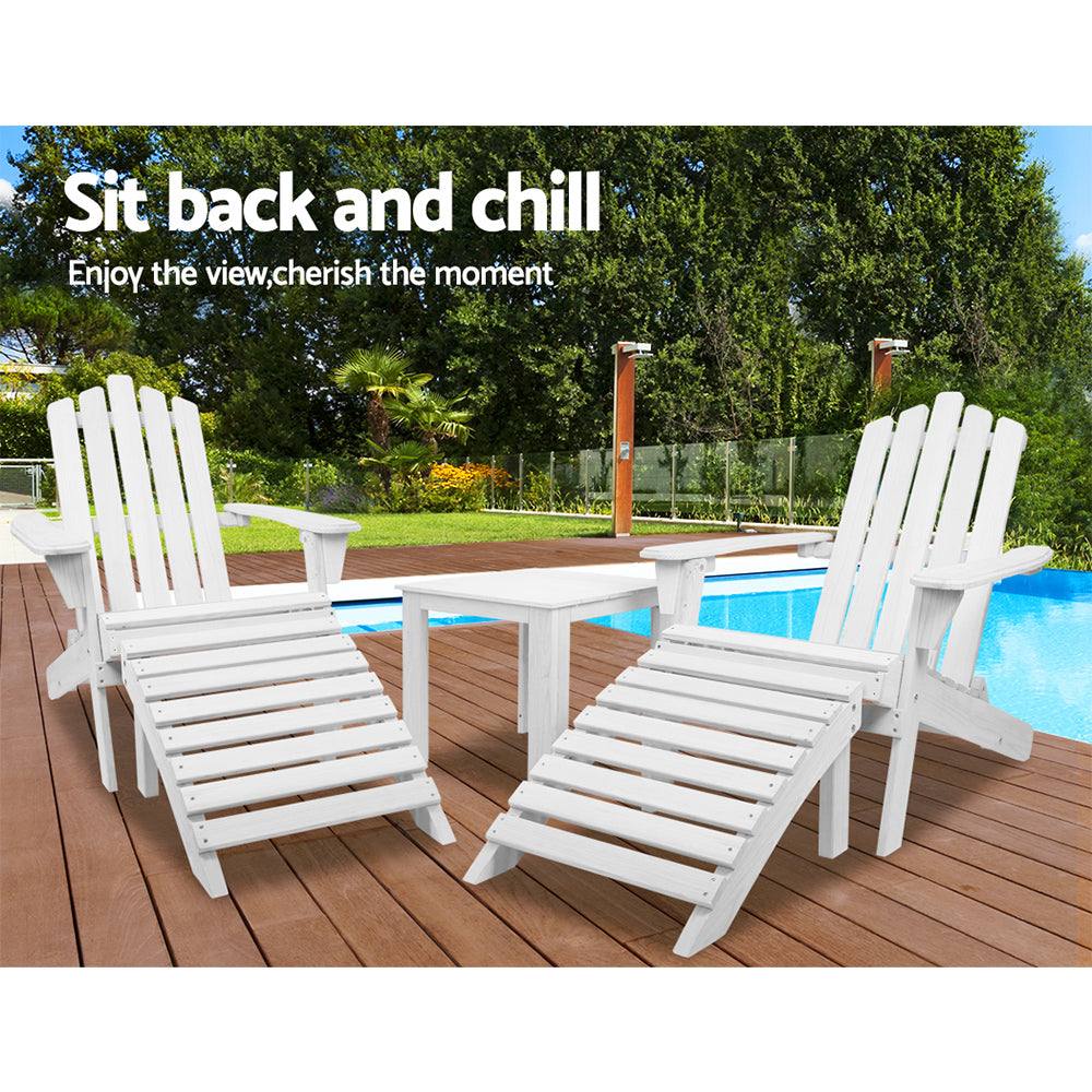 Gardeon Outdoor Sun Lounge Beach Chairs Table Setting Wooden Adirondack Patio Chair-Furniture &gt; Outdoor-PEROZ Accessories