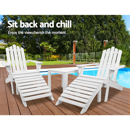 Gardeon Outdoor Sun Lounge Beach Chairs Table Setting Wooden Adirondack Patio Chair-Furniture &gt; Outdoor-PEROZ Accessories