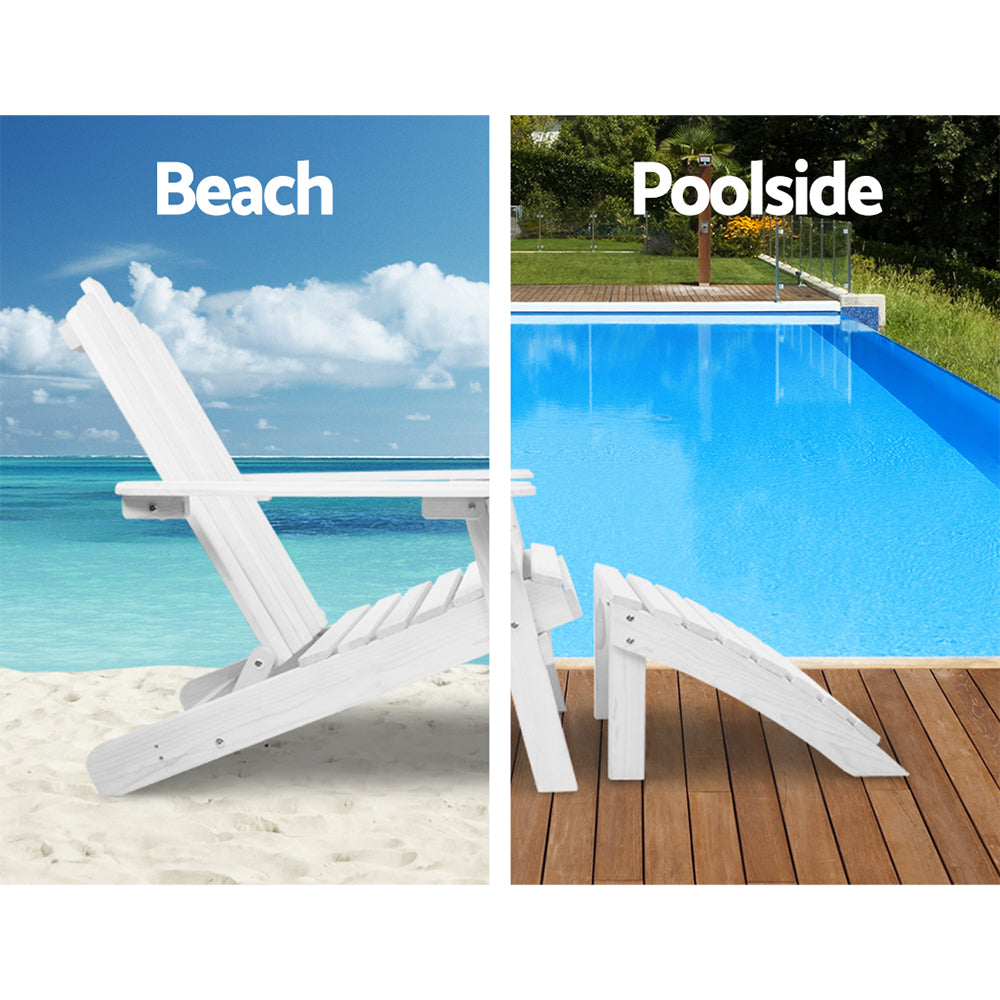 Gardeon Outdoor Sun Lounge Beach Chairs Table Setting Wooden Adirondack Patio Chair-Furniture &gt; Outdoor-PEROZ Accessories