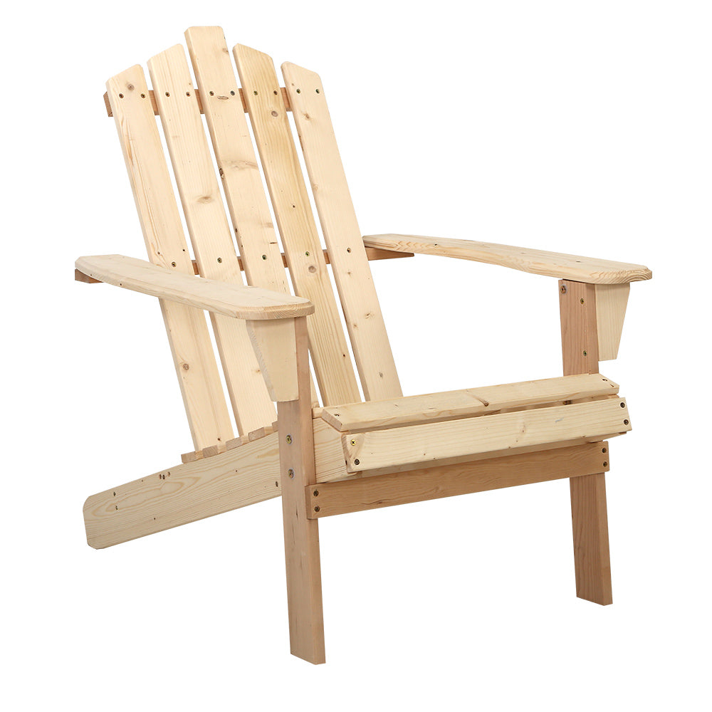 Gardeon Outdoor Sun Lounge Beach Chairs Table Setting Wooden Adirondack Patio Chair Light Wood Tone-Furniture &gt; Outdoor-PEROZ Accessories