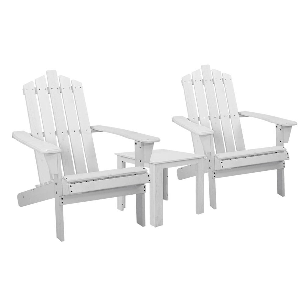 Gardeon Outdoor Sun Lounge Beach Chairs Table Setting Wooden Adirondack Patio Chair White-Furniture &gt; Outdoor-PEROZ Accessories