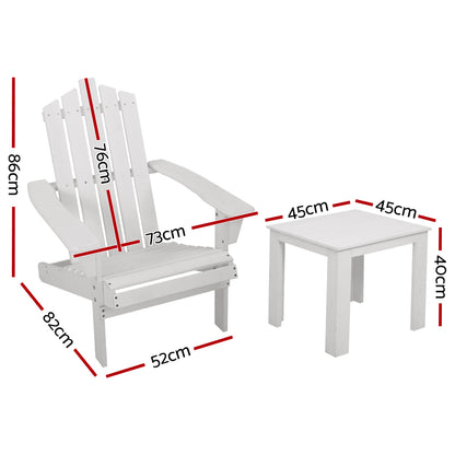 Gardeon Outdoor Sun Lounge Beach Chairs Table Setting Wooden Adirondack Patio Chair White-Furniture &gt; Outdoor-PEROZ Accessories