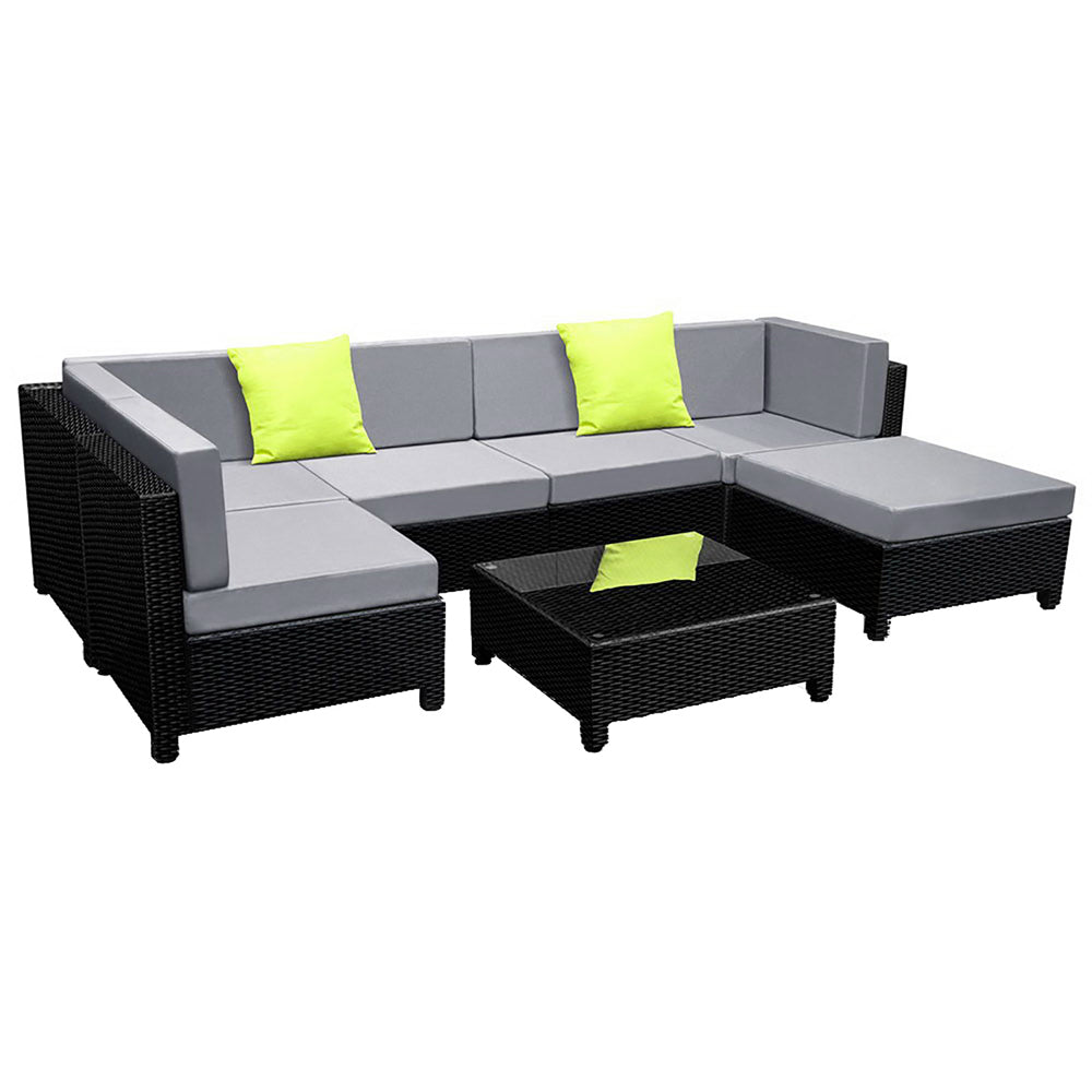Gardeon 7PC Sofa Set Outdoor Furniture Lounge Setting Wicker Couches Garden Patio Pool-Furniture &gt; Outdoor-PEROZ Accessories