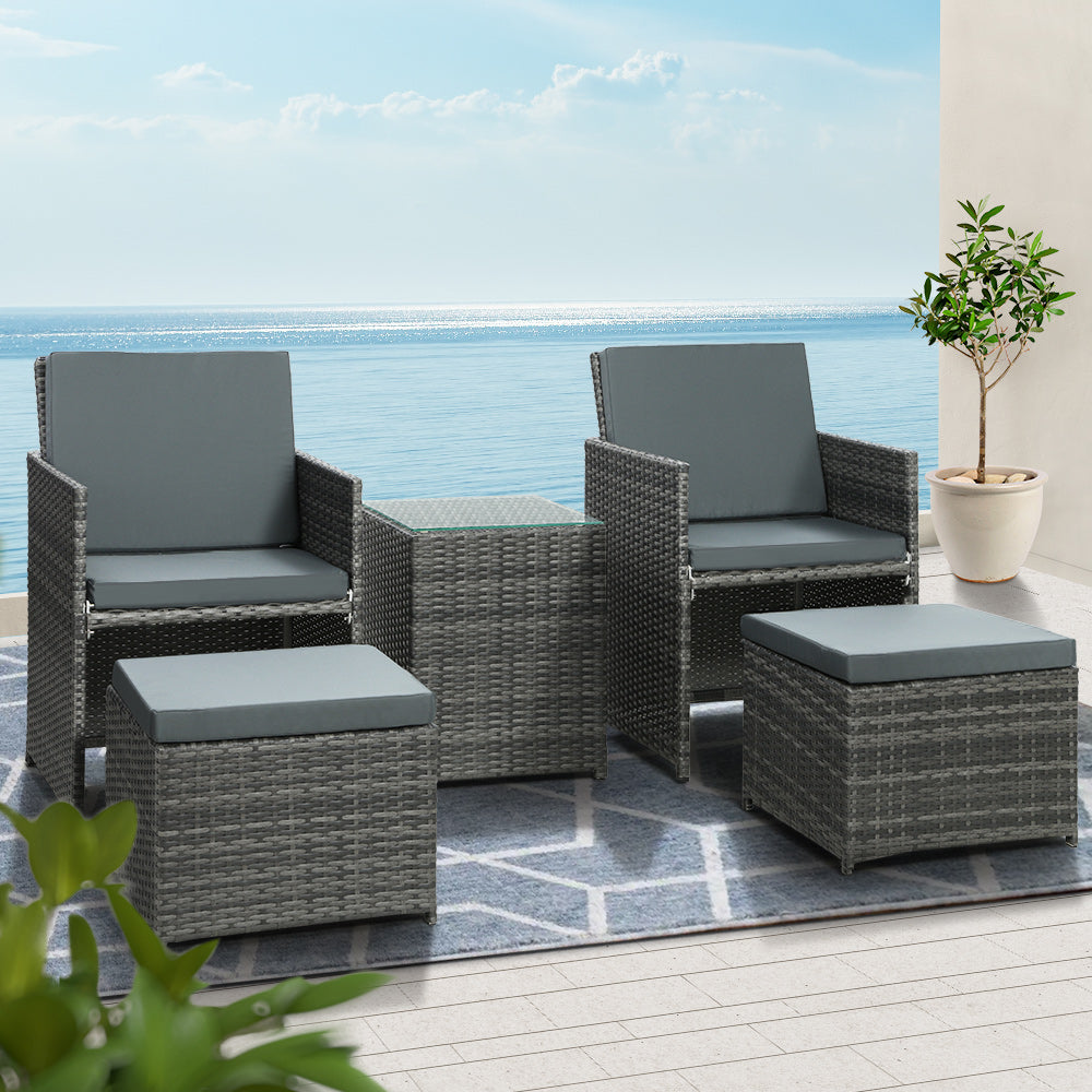 Gardeon Recliner Chairs Sun Lounge Wicker Lounger Outdoor Furniture Patio Sofa-Furniture &gt; Outdoor-PEROZ Accessories