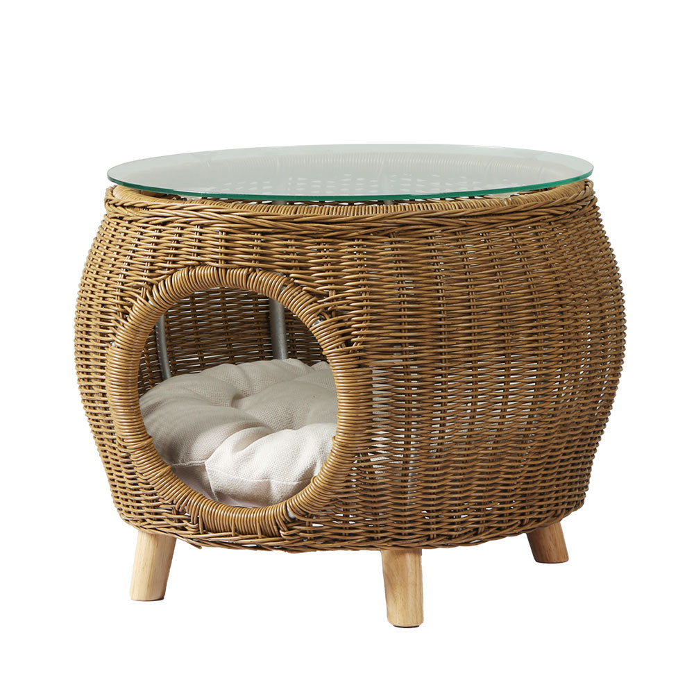 Gardeon Side Table Coffee Pet Bed Wicker Indoor Outdoor Furniture Patio Desk-Pet Beds-PEROZ Accessories