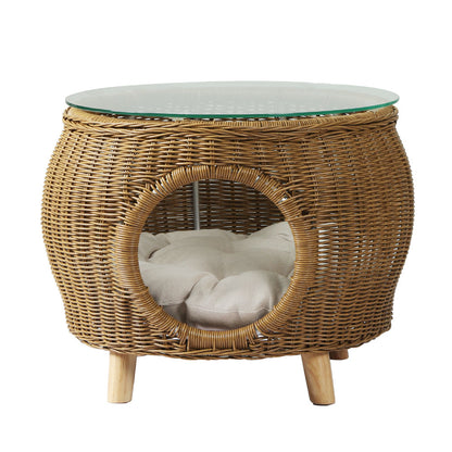Gardeon Side Table Coffee Pet Bed Wicker Indoor Outdoor Furniture Patio Desk-Pet Beds-PEROZ Accessories