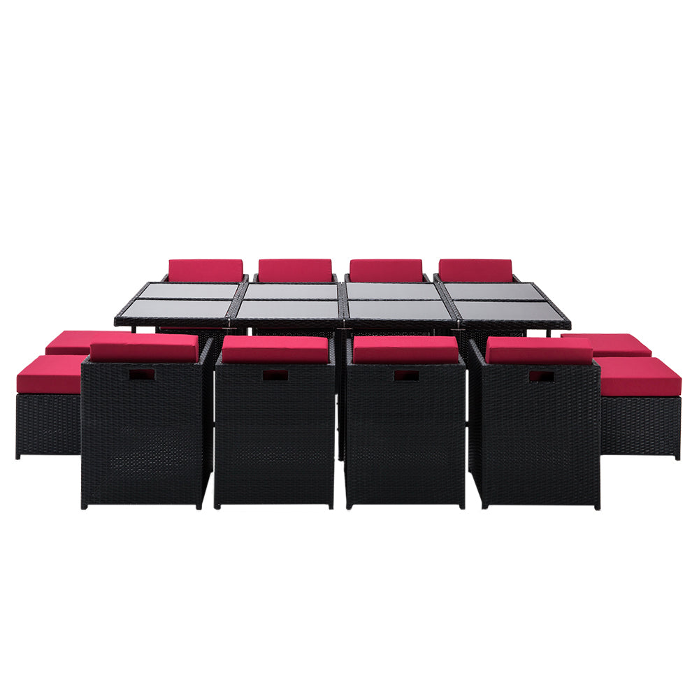 Gardeon 13 Piece Wicker Outdoor Dining Table Set-Furniture &gt; Dining-PEROZ Accessories