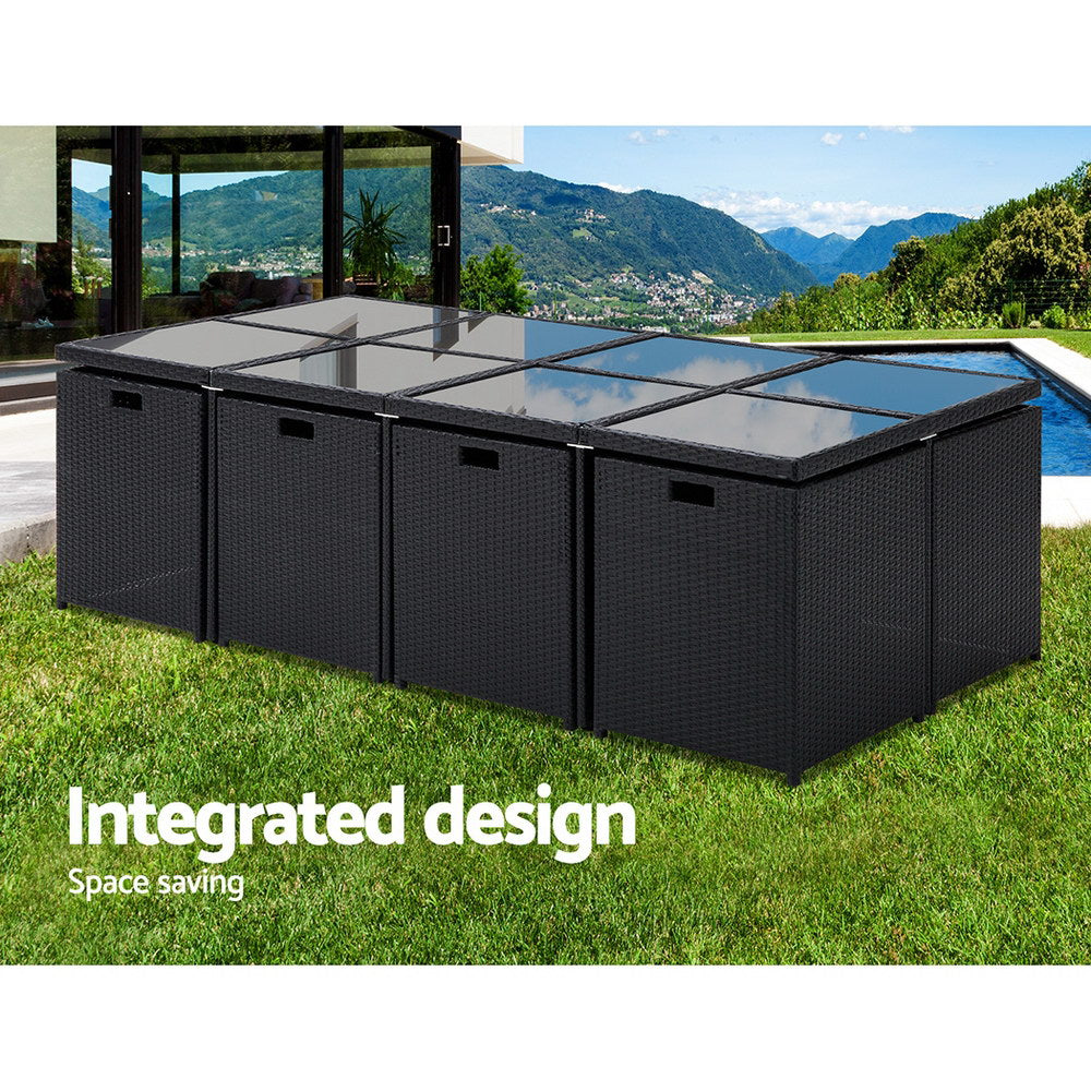 Gardeon 13 Piece Wicker Outdoor Dining Table Set-Furniture &gt; Dining-PEROZ Accessories