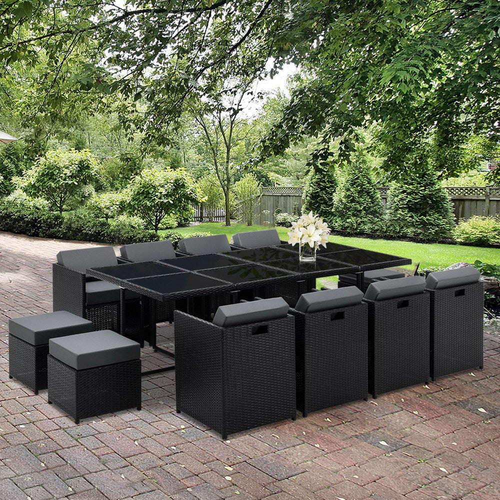 Gardeon 13 Piece Wicker Outdoor Dining Table Set-Furniture &gt; Dining-PEROZ Accessories