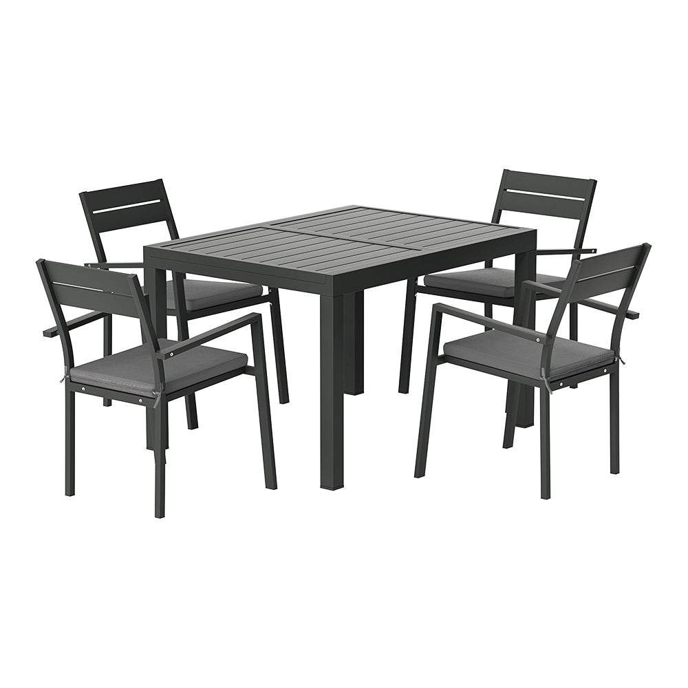 Gardeon 5pcs Outdoor Dining Set 4-Seater Aluminum Extension Table Chairs Lounge-Furniture &gt; Outdoor-PEROZ Accessories