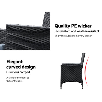 Gardeon 9 Piece Outdoor Dining Set - Black-Furniture &gt; Outdoor-PEROZ Accessories
