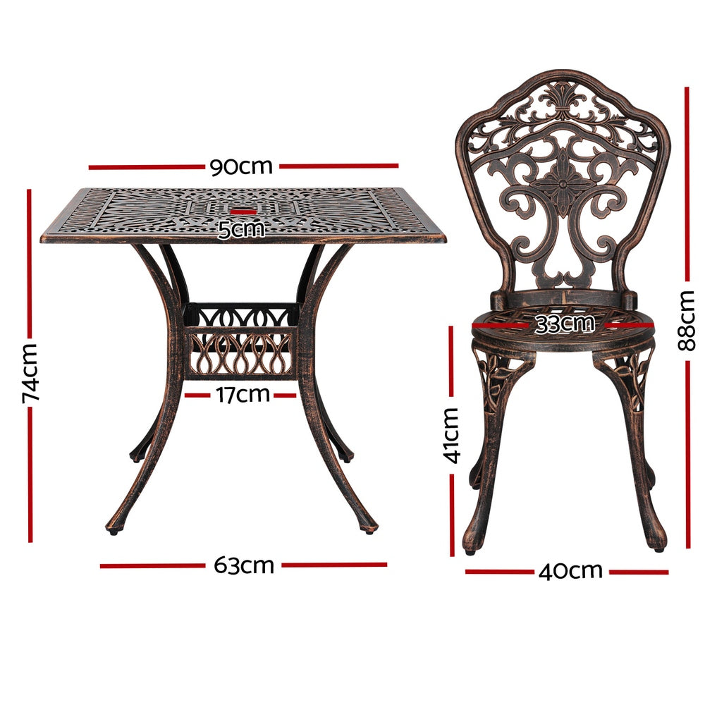 Gardeon Outdoor Dining Set 5 Piece Chairs Table Cast Aluminum Patio Brown-Furniture &gt; Outdoor-PEROZ Accessories