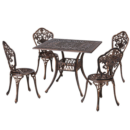 Gardeon Outdoor Dining Set 5 Piece Chairs Table Cast Aluminum Patio Brown-Furniture &gt; Outdoor-PEROZ Accessories