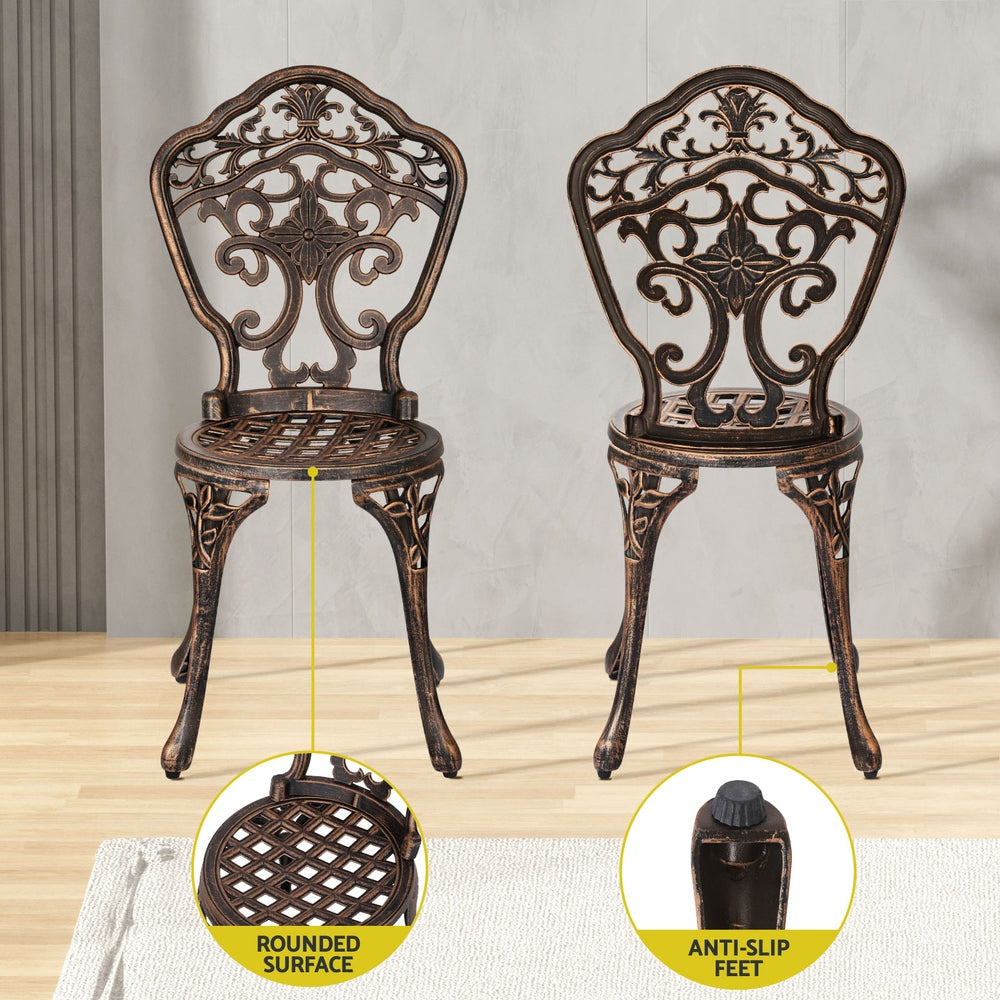 Gardeon Outdoor Dining Set 5 Piece Chairs Table Cast Aluminum Patio Brown-Furniture &gt; Outdoor-PEROZ Accessories