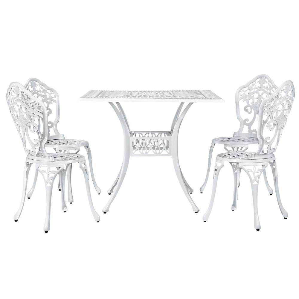 Gardeon Outdoor Dining Set 5 Piece Chairs Table Cast Aluminum Patio White-Furniture &gt; Outdoor-PEROZ Accessories