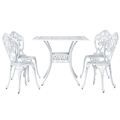 Gardeon Outdoor Dining Set 5 Piece Chairs Table Cast Aluminum Patio White-Furniture &gt; Outdoor-PEROZ Accessories