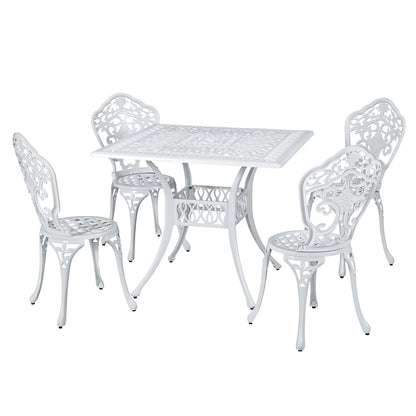 Gardeon Outdoor Dining Set 5 Piece Chairs Table Cast Aluminum Patio White-Furniture &gt; Outdoor-PEROZ Accessories