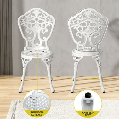 Gardeon Outdoor Dining Set 5 Piece Chairs Table Cast Aluminum Patio White-Furniture &gt; Outdoor-PEROZ Accessories