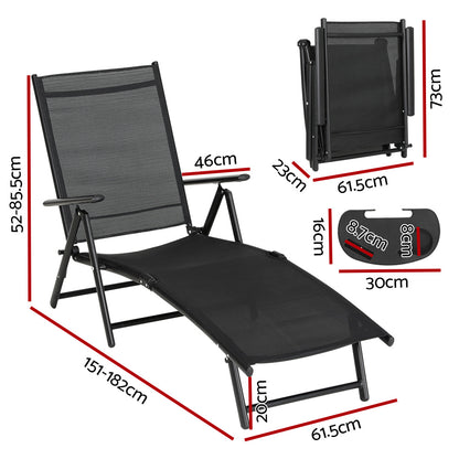 Gardeon Sun Lounge Outdoor Lounger Recliner Chair Foldable Patio Furniture-Furniture &gt; Outdoor-PEROZ Accessories