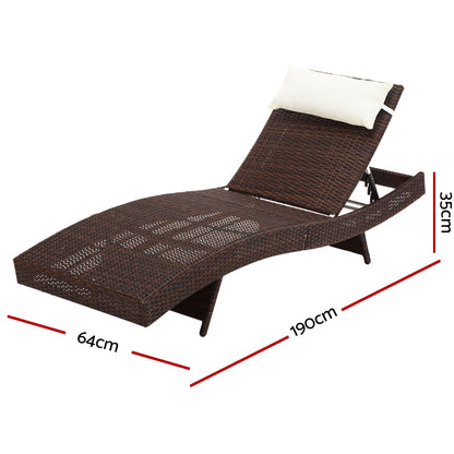 Gardeon Outdoor Wicker Sun Lounge - Brown-Furniture &gt; Outdoor-PEROZ Accessories