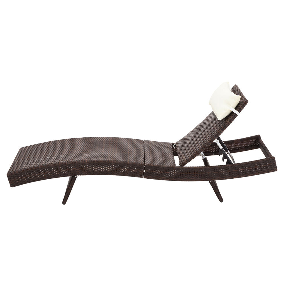 Gardeon Outdoor Sun Lounge Setting Wicker Lounger Day Bed Rattan Patio Furniture Brown-Furniture &gt; Outdoor-PEROZ Accessories