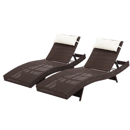 Gardeon Outdoor Sun Lounge Setting Wicker Lounger Day Bed Rattan Patio Furniture Brown-Furniture &gt; Outdoor-PEROZ Accessories