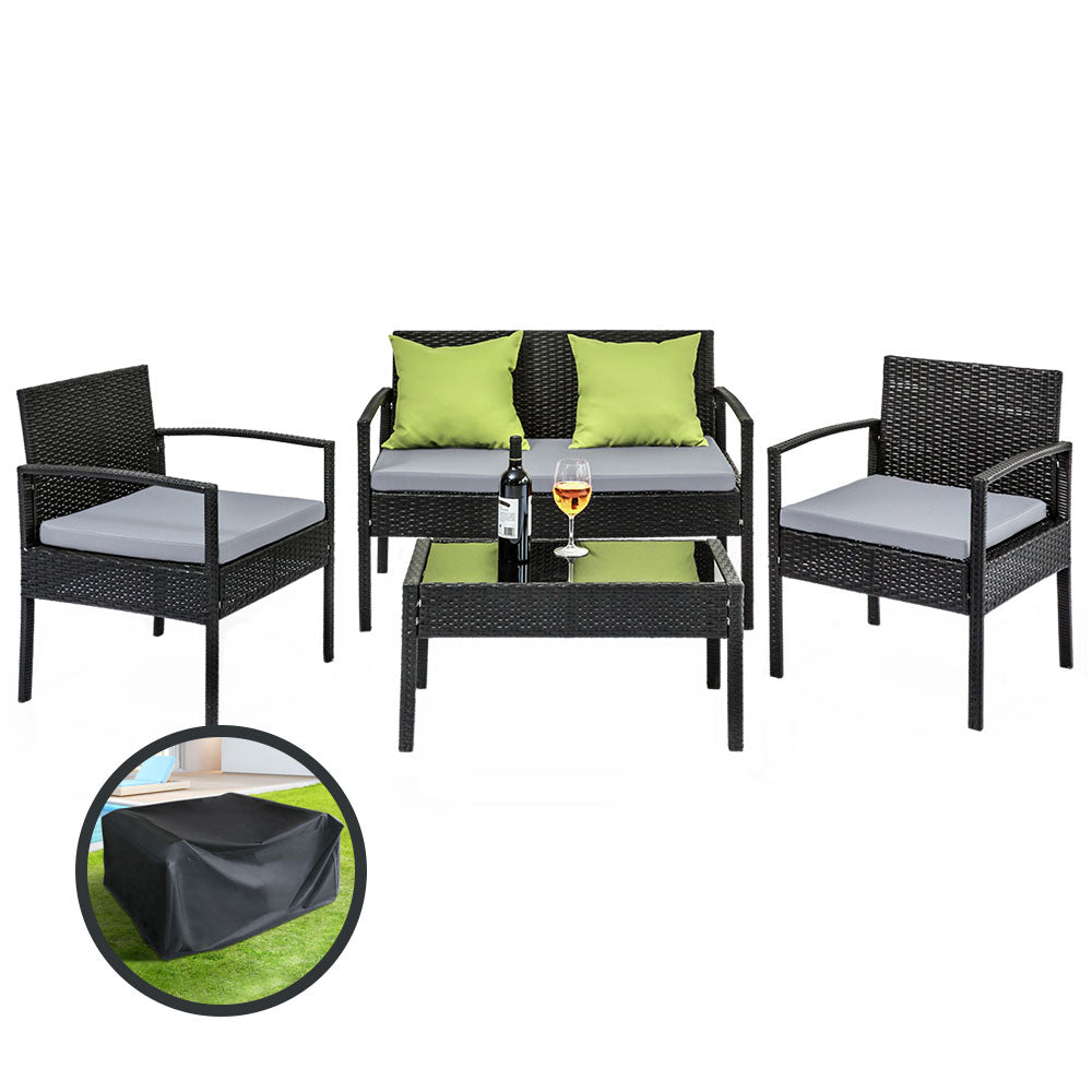 Gardeon Outdoor Furniture Lounge Setting Garden Patio Wicker Cover Table Chairs-Furniture &gt; Outdoor-PEROZ Accessories