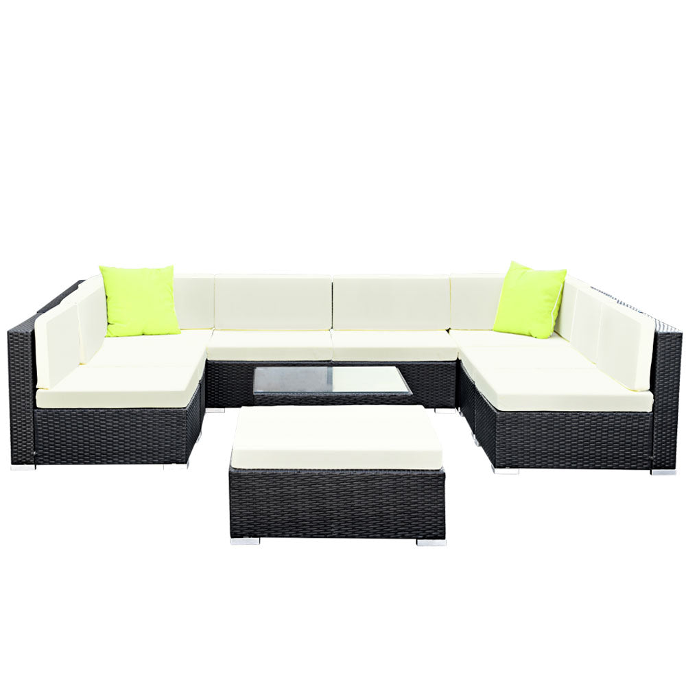Gardeon 10PC Sofa Set with Storage Cover Outdoor Furniture Wicker-Furniture &gt; Outdoor-PEROZ Accessories
