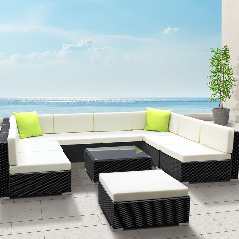 Gardeon 10PC Outdoor Furniture Sofa Set Wicker Garden Patio Lounge-Furniture &gt; Outdoor-PEROZ Accessories
